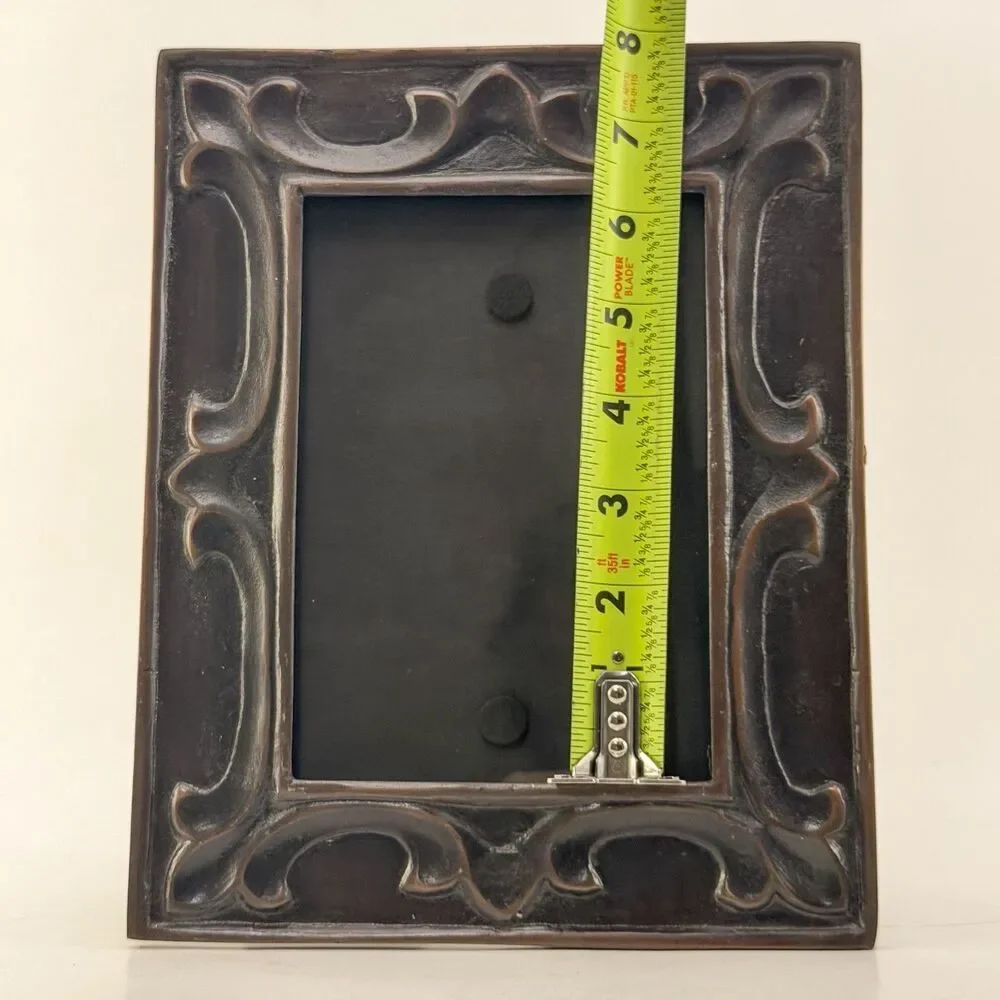 Vintage Embossed Metal Picture Frame – Art Nouveau / Mission Style Decor 5 x 7